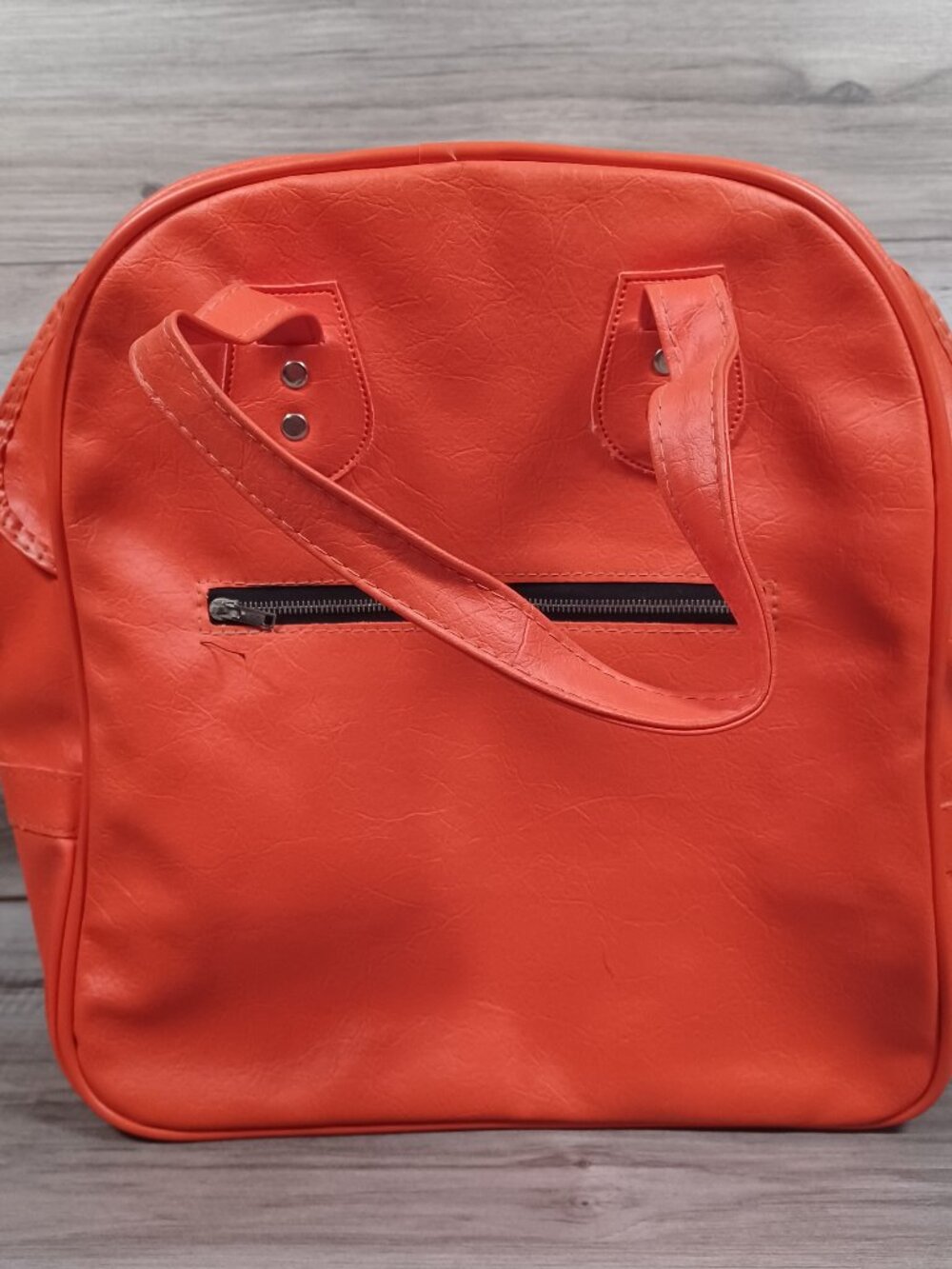 Unbranded Retro Style Orange Leather Travel Handbag Purse Tote Bag